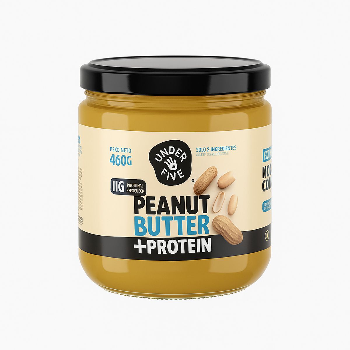 UNDERFIVE - Mantequilla de mani Underfive - Peanut Butter Protein 460gr