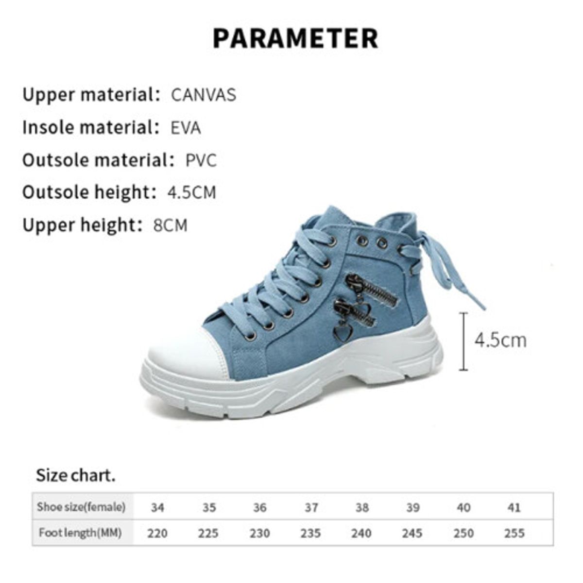 DANWEILE - Zapatillas altas de lona vaquera gruesa - Azul