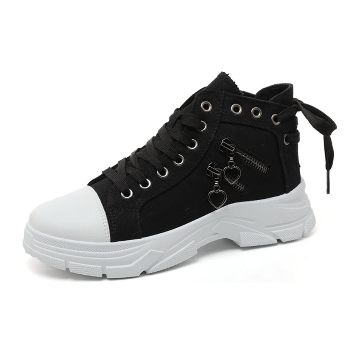 DANWEILE - Zapatillas altas de lona vaquera gruesa - Negro