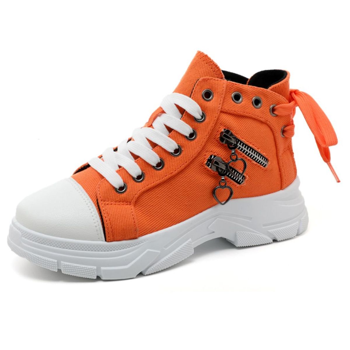 DANWEILE - Zapatillas altas de lona vaquera gruesa - Naranja