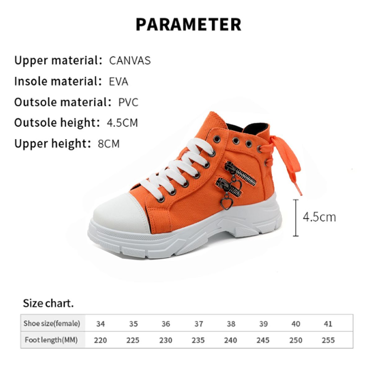 DANWEILE - Zapatillas altas de lona vaquera gruesa - Naranja