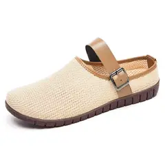 DANWEILE - Pantuflas casuales de malla para mujer - Blanco roto