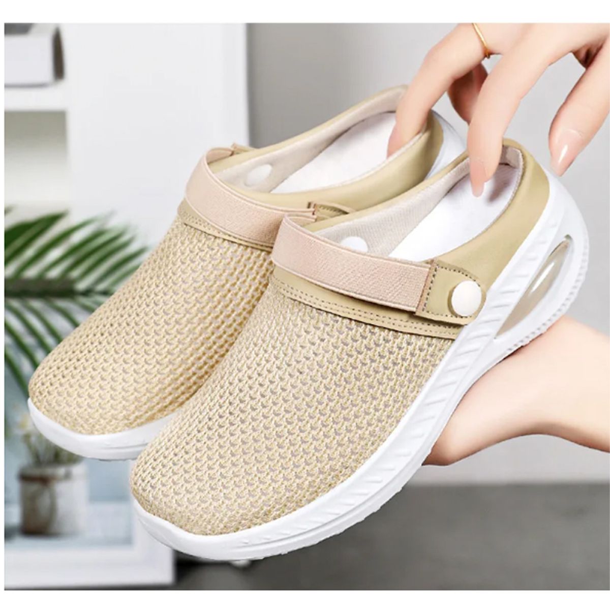 DANWEILE - Pantuflas informales transpirables para mujer - Blanquecino