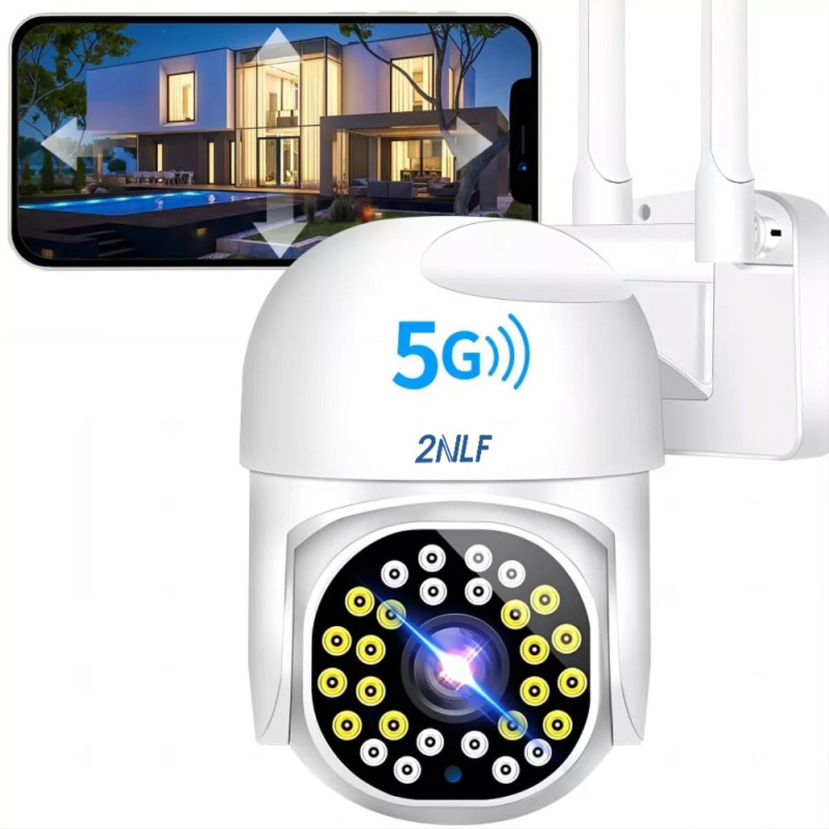 2NLF - 2nlf® Cámara De Seguridad IP 4MP Full HD WiFi Exterior PTZ Conexión Audio