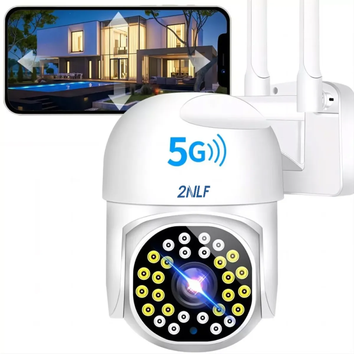 2NLF - 2nlf® Cámara De Seguridad IP 4MP Full HD WiFi Exterior PTZ Conexión Audio