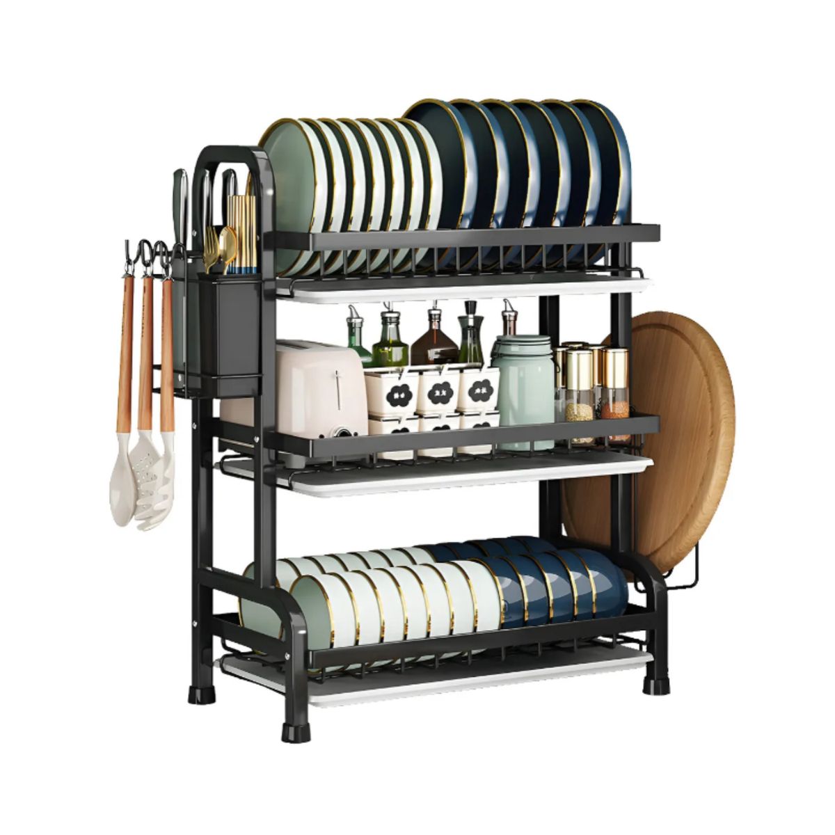 GENERICO - Secador Escurridor De Loza Platos 3 Niveles Acero Inoxidable