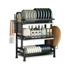 GENERICO - Secador Escurridor De Loza Platos 3 Niveles Acero Inoxidable