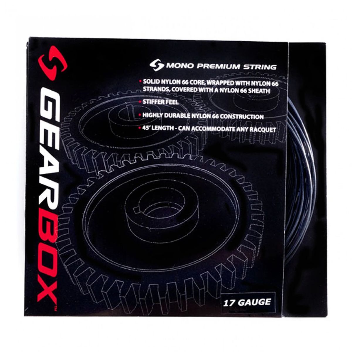 GEAR BOX - CUERDA DE RACQUETBALL GEARBOX MONO PREMIUM 18G NEGRA