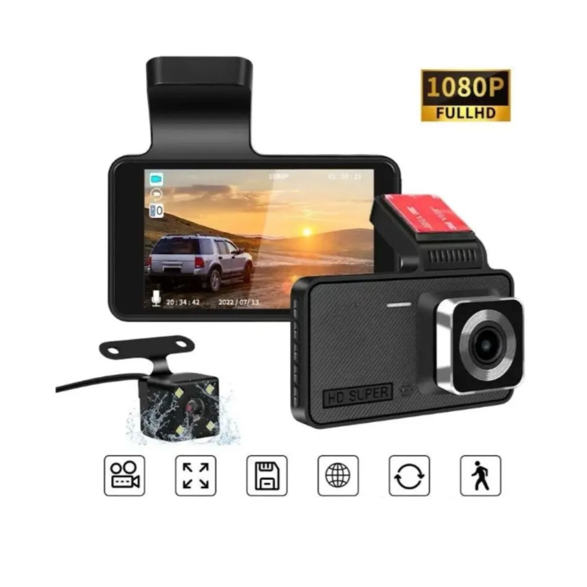 GENERICO - Cámara De Auto Frontal + Camara De Retroceso 4k Dual Lente Para Vehículo Full HD