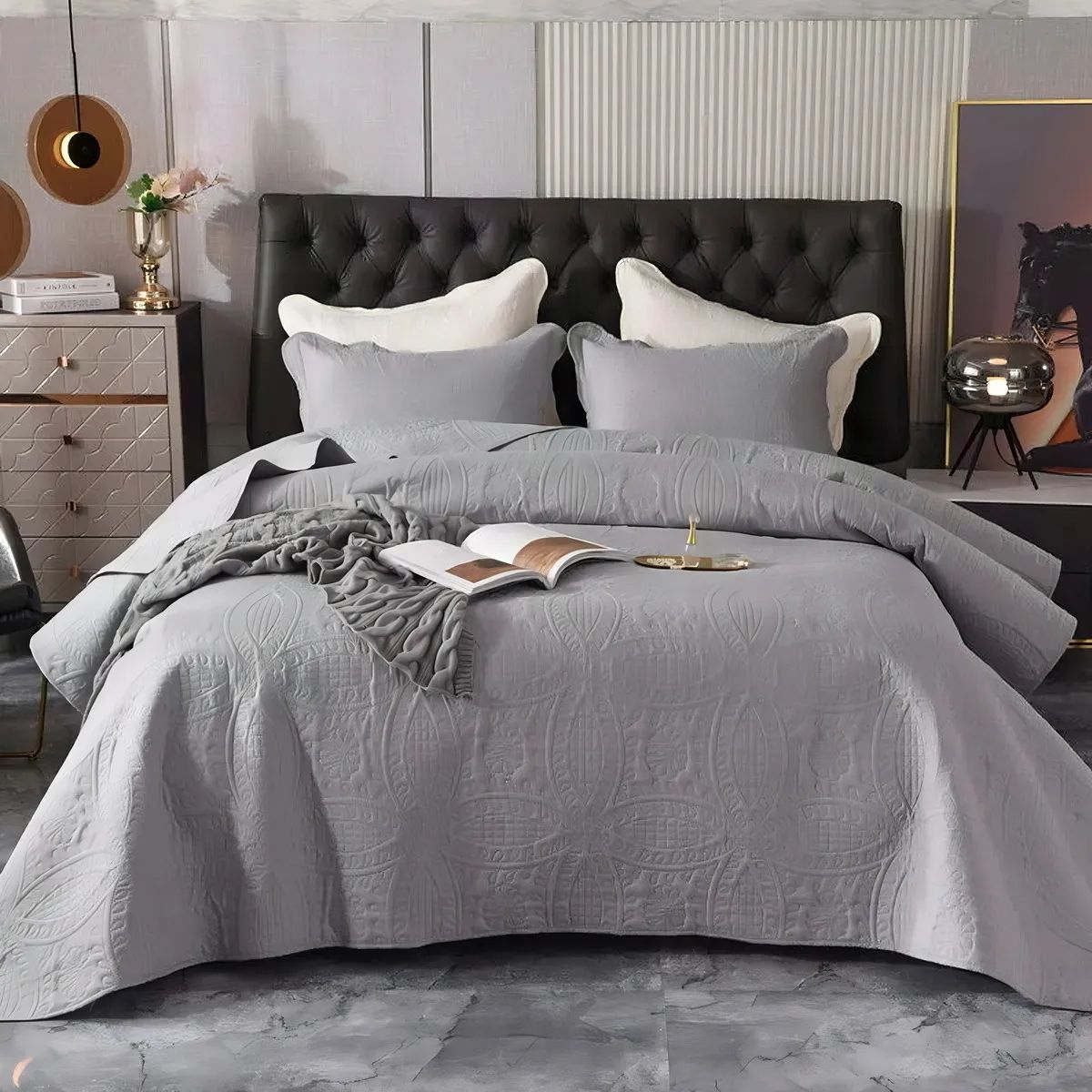 GENERICO - Quilt Cobertor 2 Plazas Verano Beige + 2 Fundas De Almohada