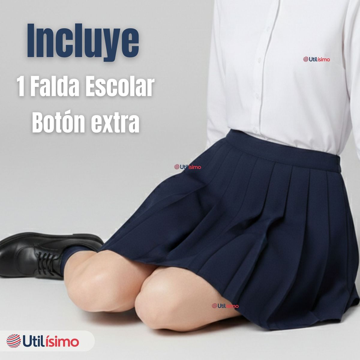 UTILISIMO - Falda Escolar Plisada Niña Juvenil Color Azul
