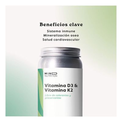 Imagen 2 del producto Vitamina D3 + K2 Mind Nutrition - 120 Cápsulas - Salud Ósea Sin Sabor
