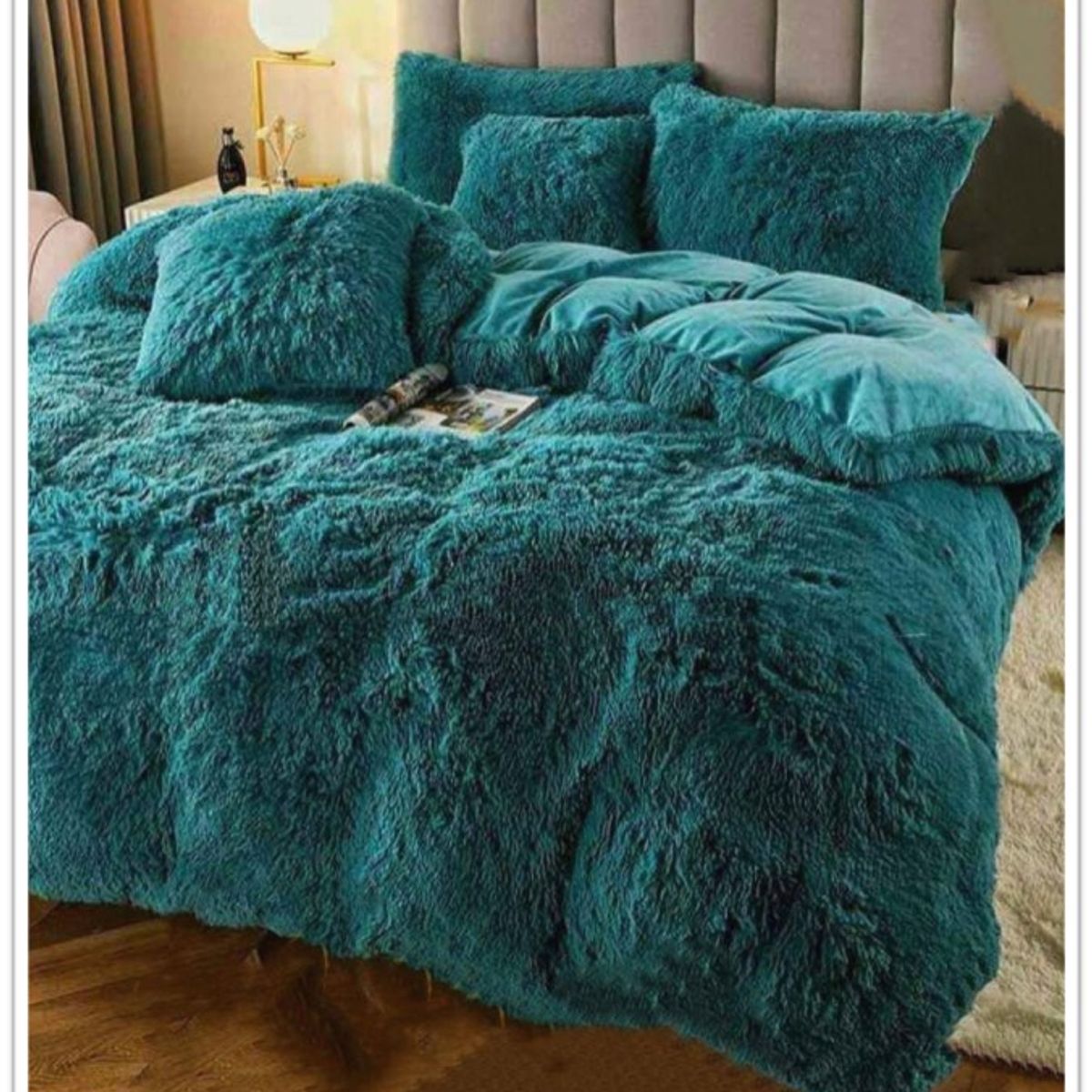 DIANA - COBERTOR DE INVIERNO PELUDO CON CHIPORRO PREMIUN 2 PLAZA  UNICOLOR TURQUESA