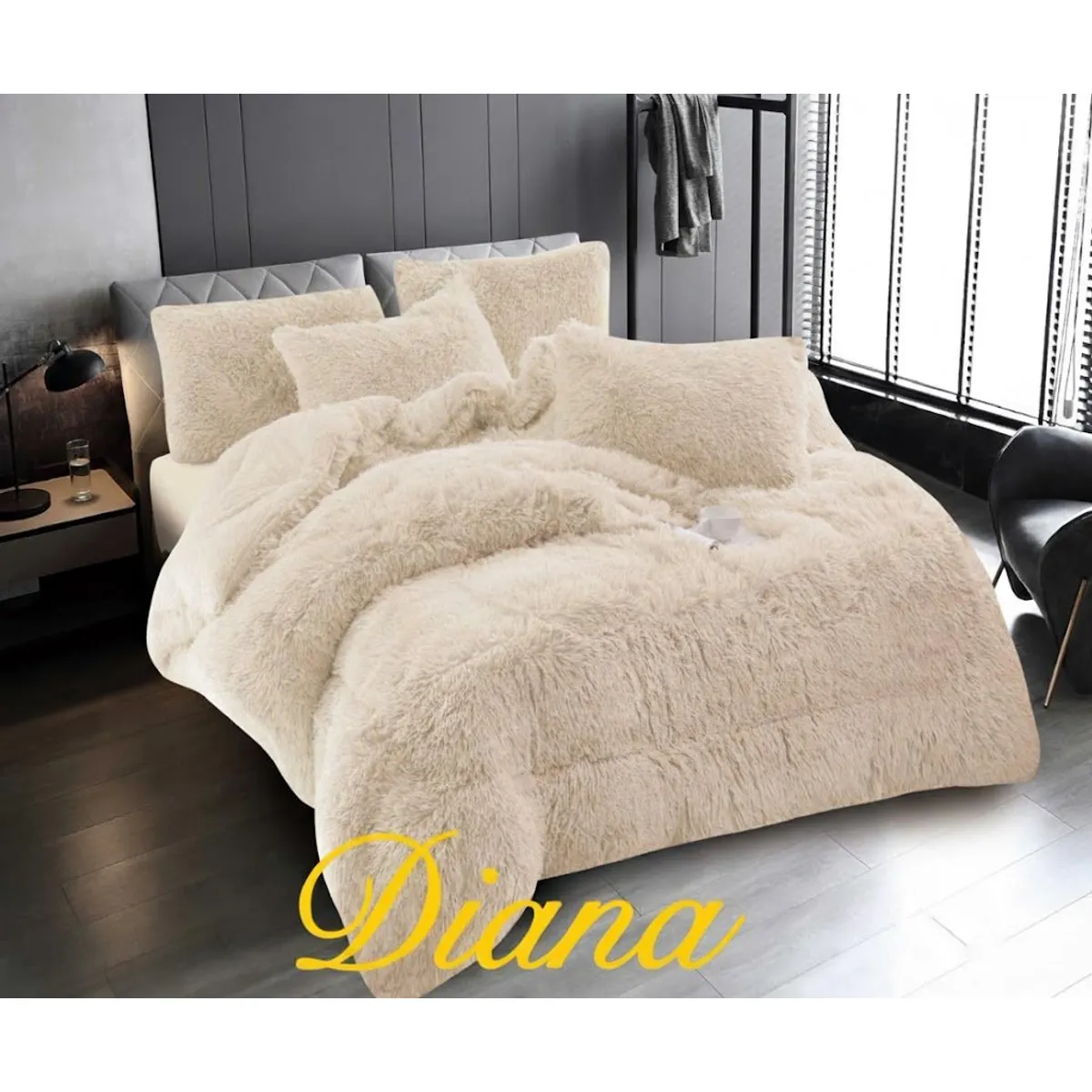 DIANA - COBERTOR DE INVIERNO PELUDO CON CHIPORRO PREMIUN 2 PLAZA  UNICOLOR_.