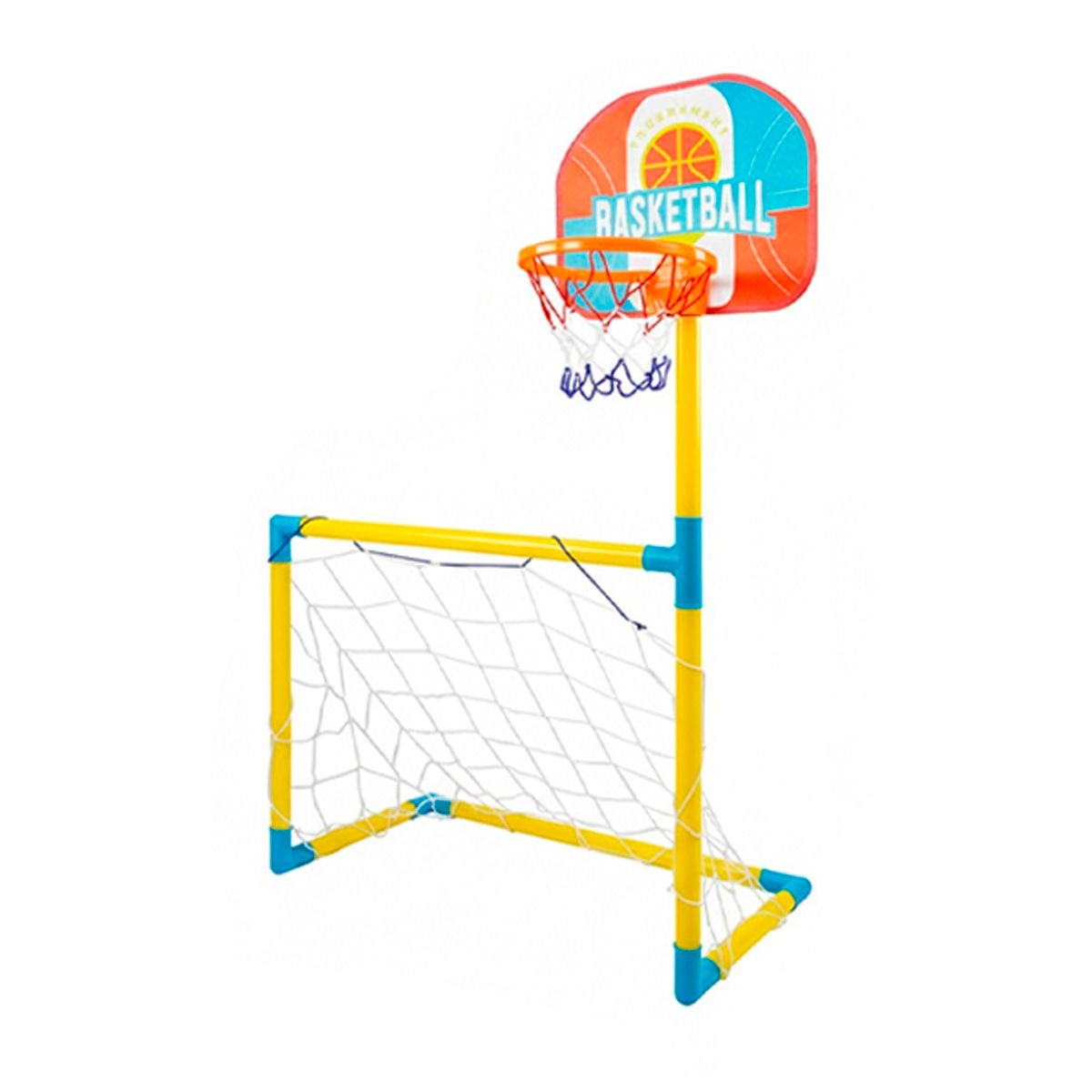 SDFIT - Arco de Futbol Infantil Plegable 49 X 64 cm + Doble Pelota + Soporte Basket – 5019