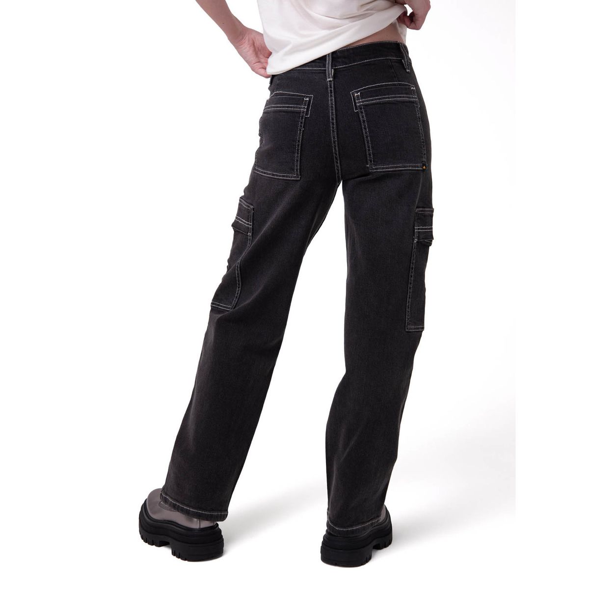 CAT - Jeans Cargo Mujer Relaxed Negro CAT