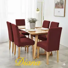 DIANA - FUNDA SILLA CUADRILLE SET DE 6 PIEZAS PREMIUN UNICOLOR BURDEO