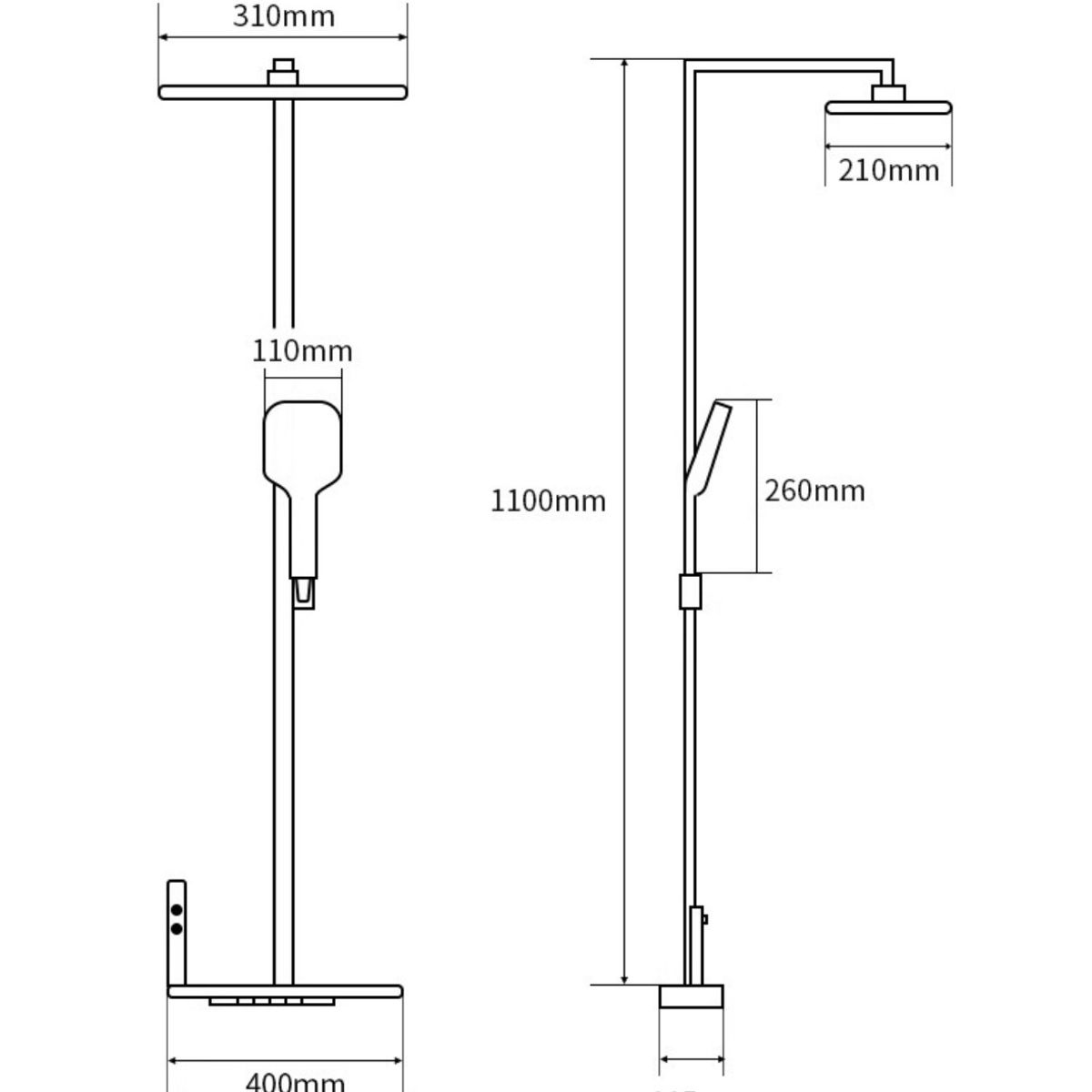 GENERICO - Ducha Columna Moderna 4 Funciones Llave Botones Con Pantalla Digital