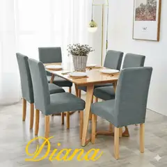 DIANA - FUNDA SILLA CUADRILLE SET DE 6 PIEZAS PREMIUN UNICOLOR GRIS