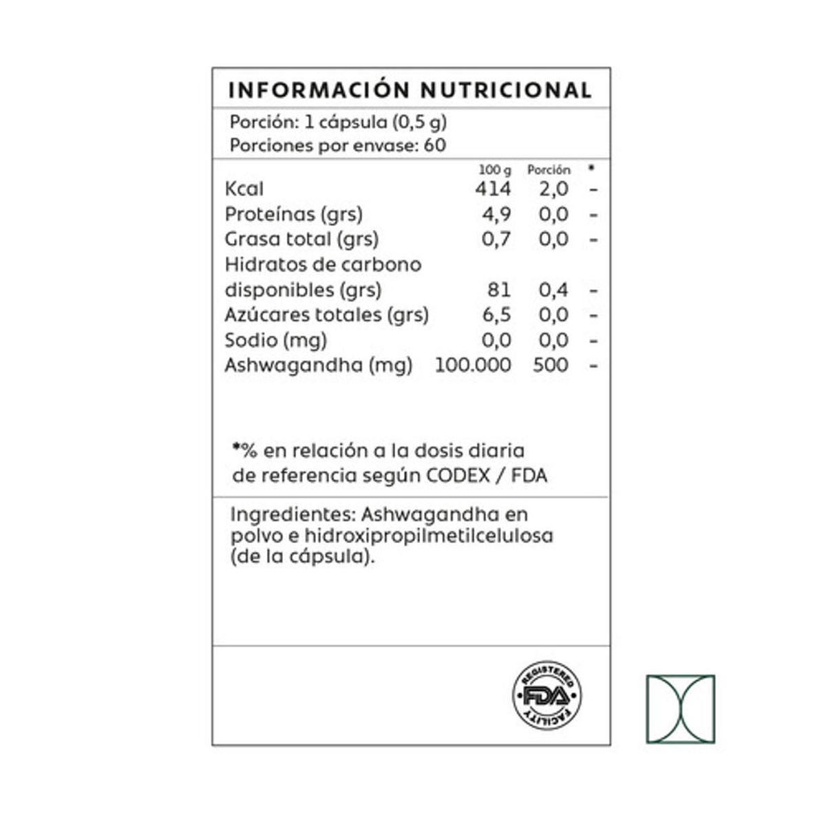 GENERICO - Ashwagandha 500 mg - 60 cápsulas - Mind Nutrition