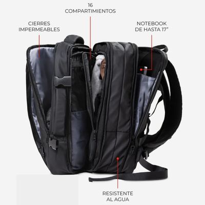 Imagen 2 del producto Mochila Maleta Impermeable Antirrobo Expansible 35l Negro