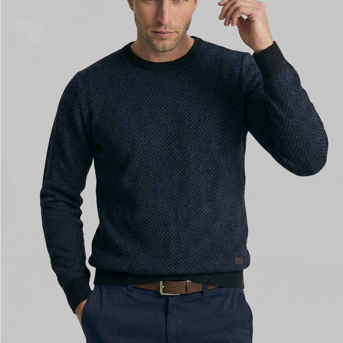 NEW MAN - Sweater Leeds Blue Melange New Man