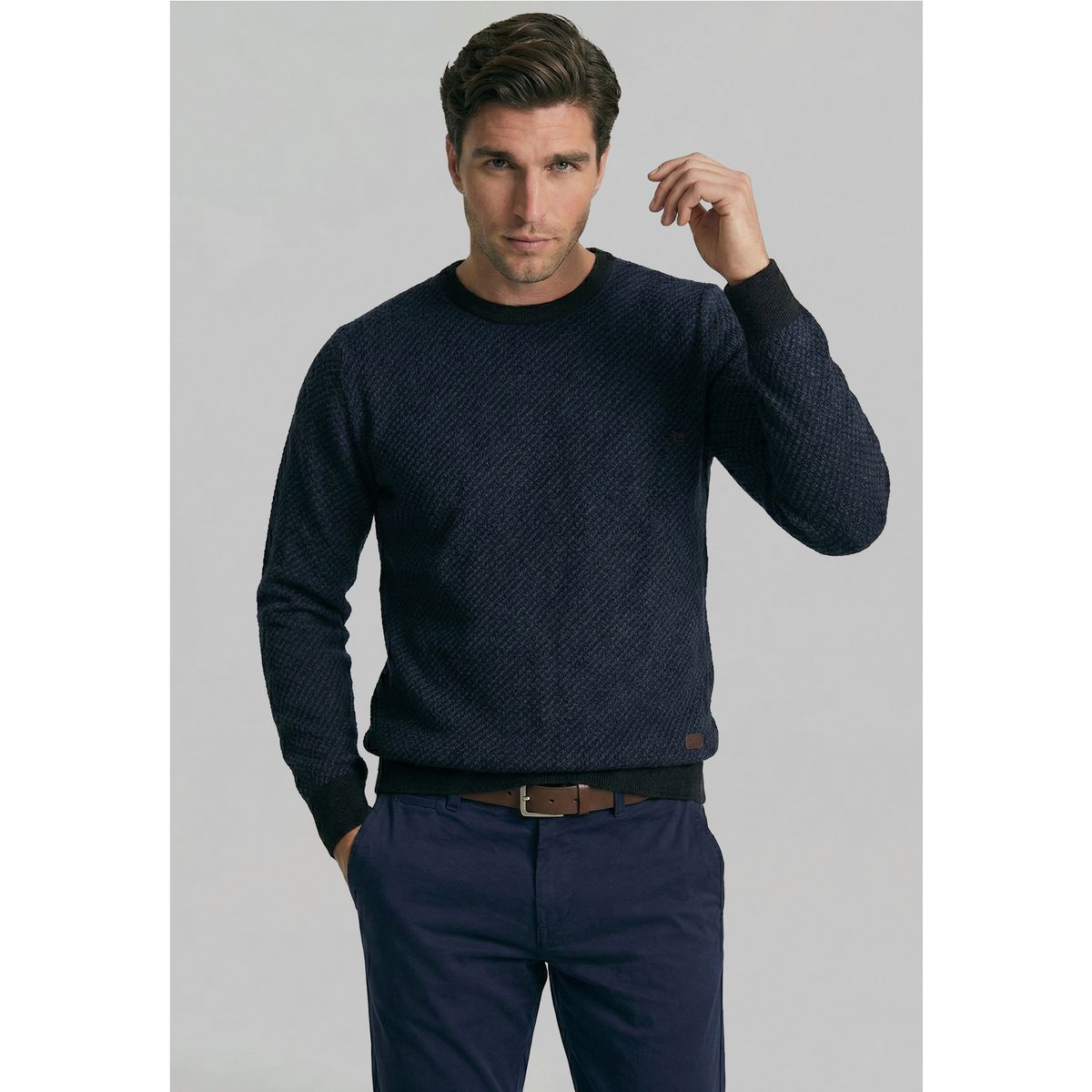 NEW MAN - Sweater Leeds Blue Melange New Man