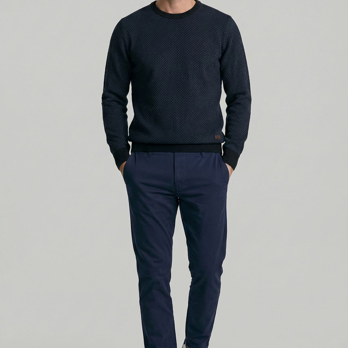 NEW MAN - Sweater Leeds Blue Melange New Man