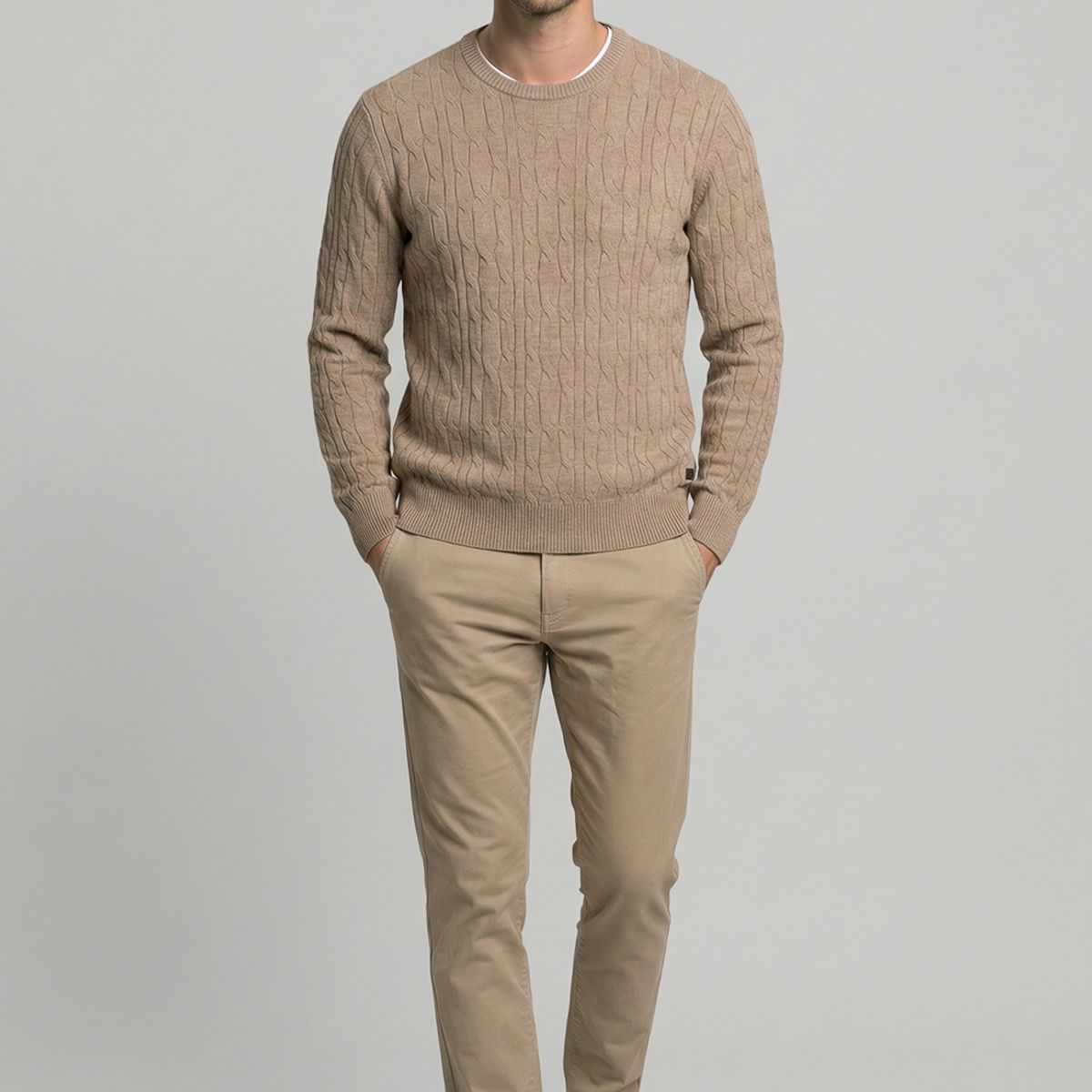 NEW MAN - Sweater Leicester Camel Melange New Man