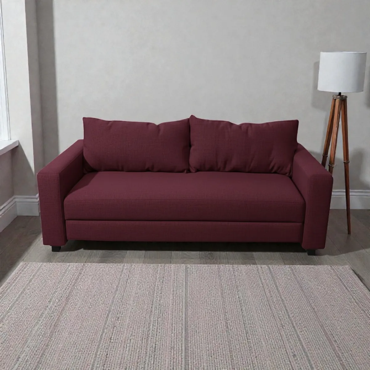 DISEÑOS VALESTRINI - SOFA CAMA MULTIFUNCIONAL LINO ROJO BURDEO