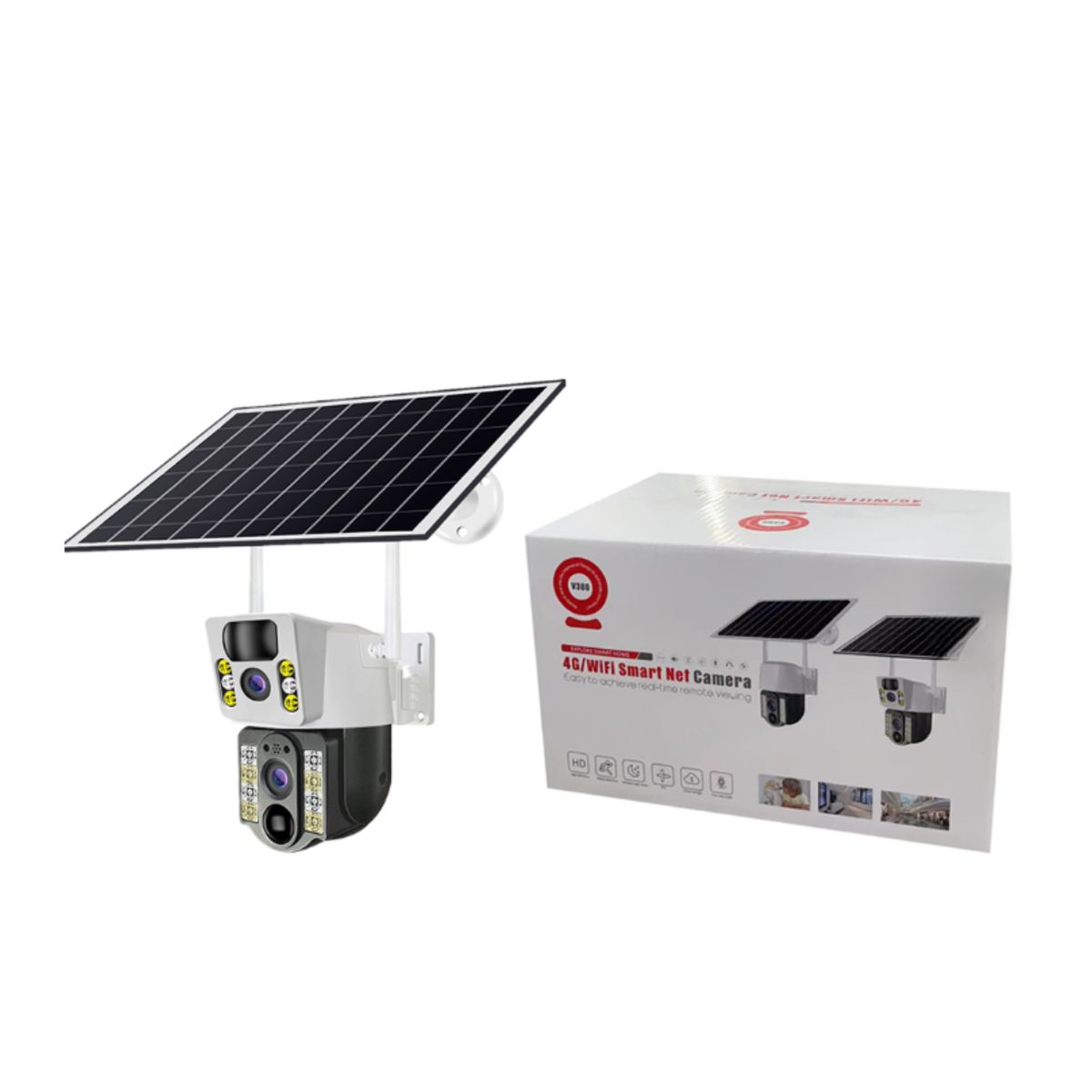 GENERICO - Cámara PTZ Solar WiFi V380 Doble Lente Compatible con Intercomunicador de Voz Bidireccional Cámara CCTV