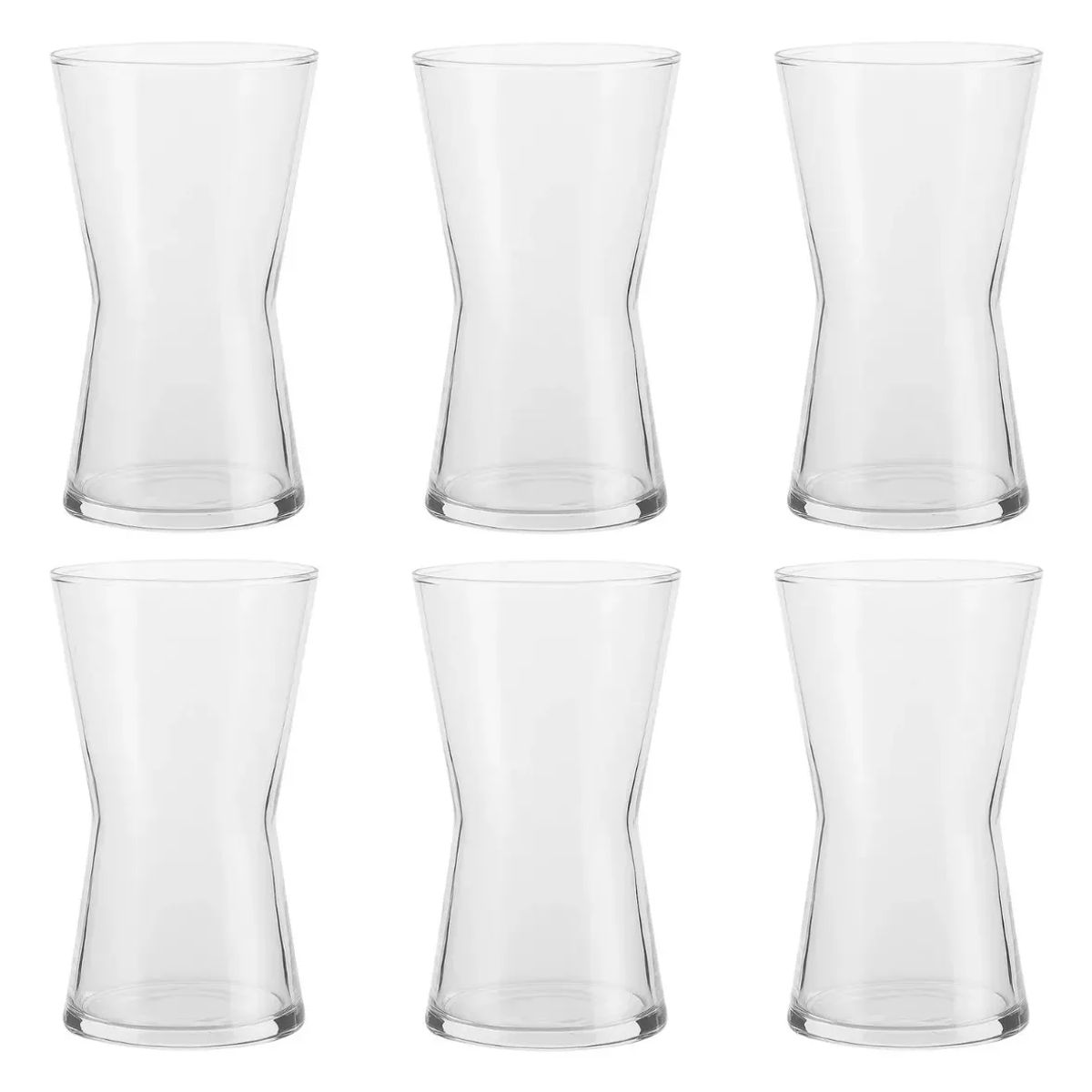 LAV - Set 6 Vasos Altos 350ml Derin Lav Vidrio Bebida Tragos Color Blanco