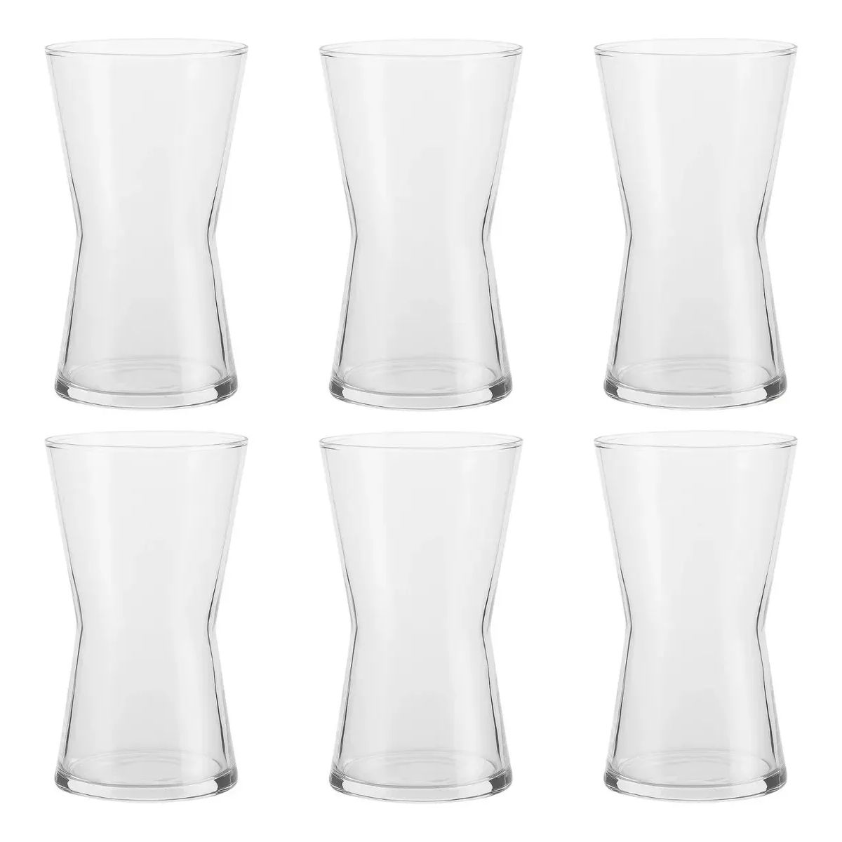 LAV - Set 6 Vasos Altos 350ml Derin Lav Vidrio Bebida Tragos Color Blanco