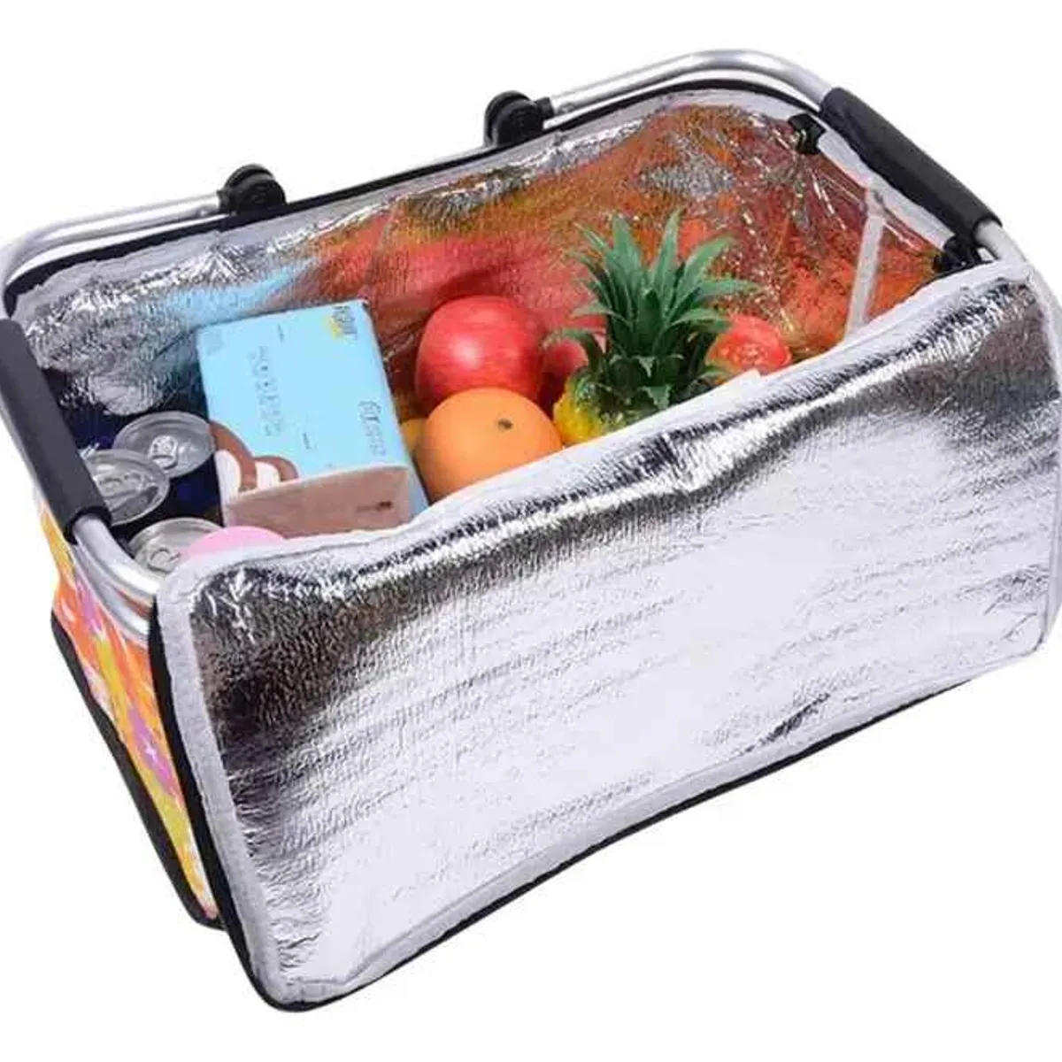 GENERICO - Bolso Canasta Termica Plegable Negro Cooler Picnic Camping Negro