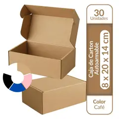 GENERICO - Cajas Cartón Autoarmable 20X14X8 Pack X 30 unidades Vitrauss - Cafe