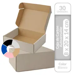 GENERICO - Cajas Cartón Autoarmable 20X14X8 Pack X 30 unidades Vitrauss - Blanco