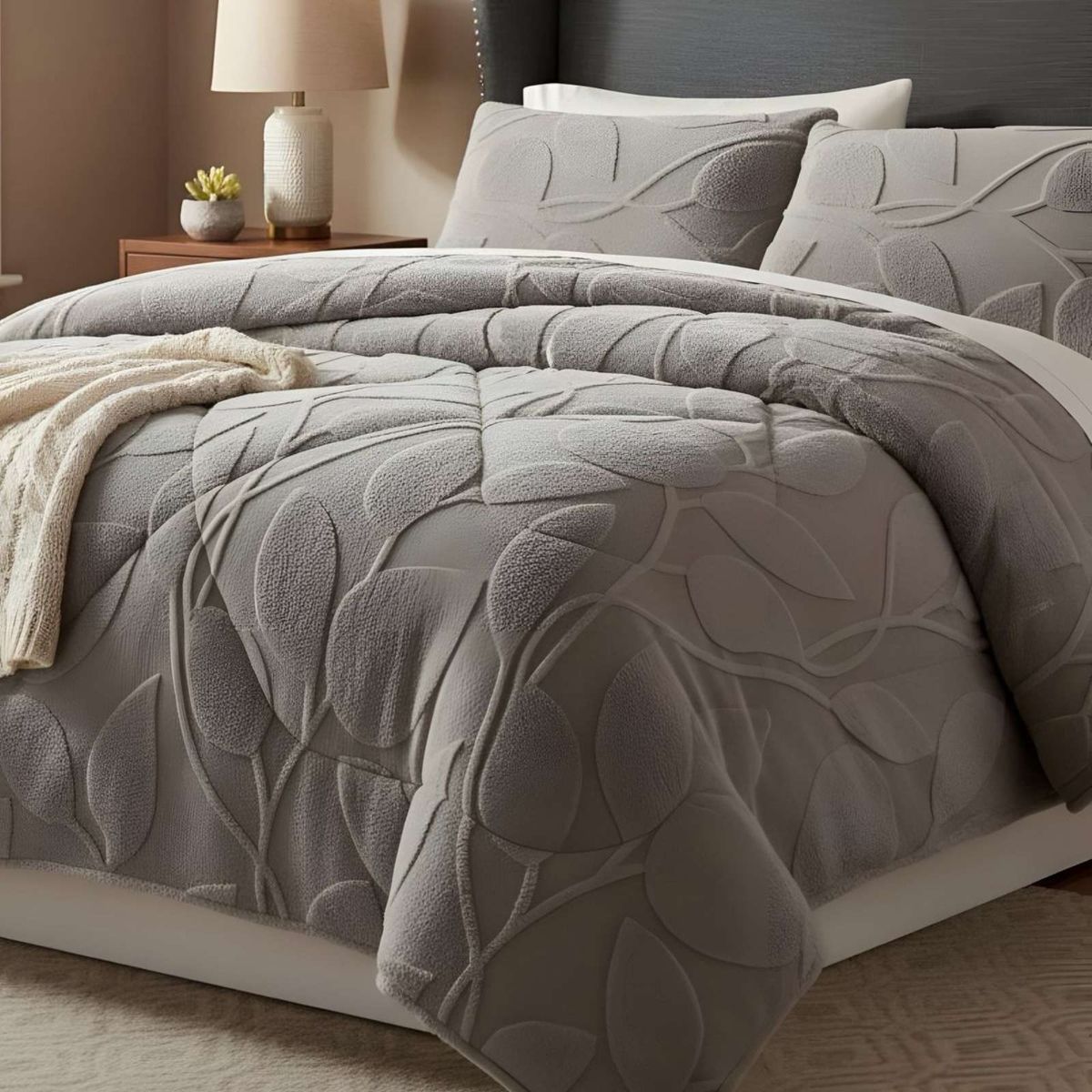 GENERICO - Cubrecama Acolchado con chiporro diseño Texturizado Hojas King