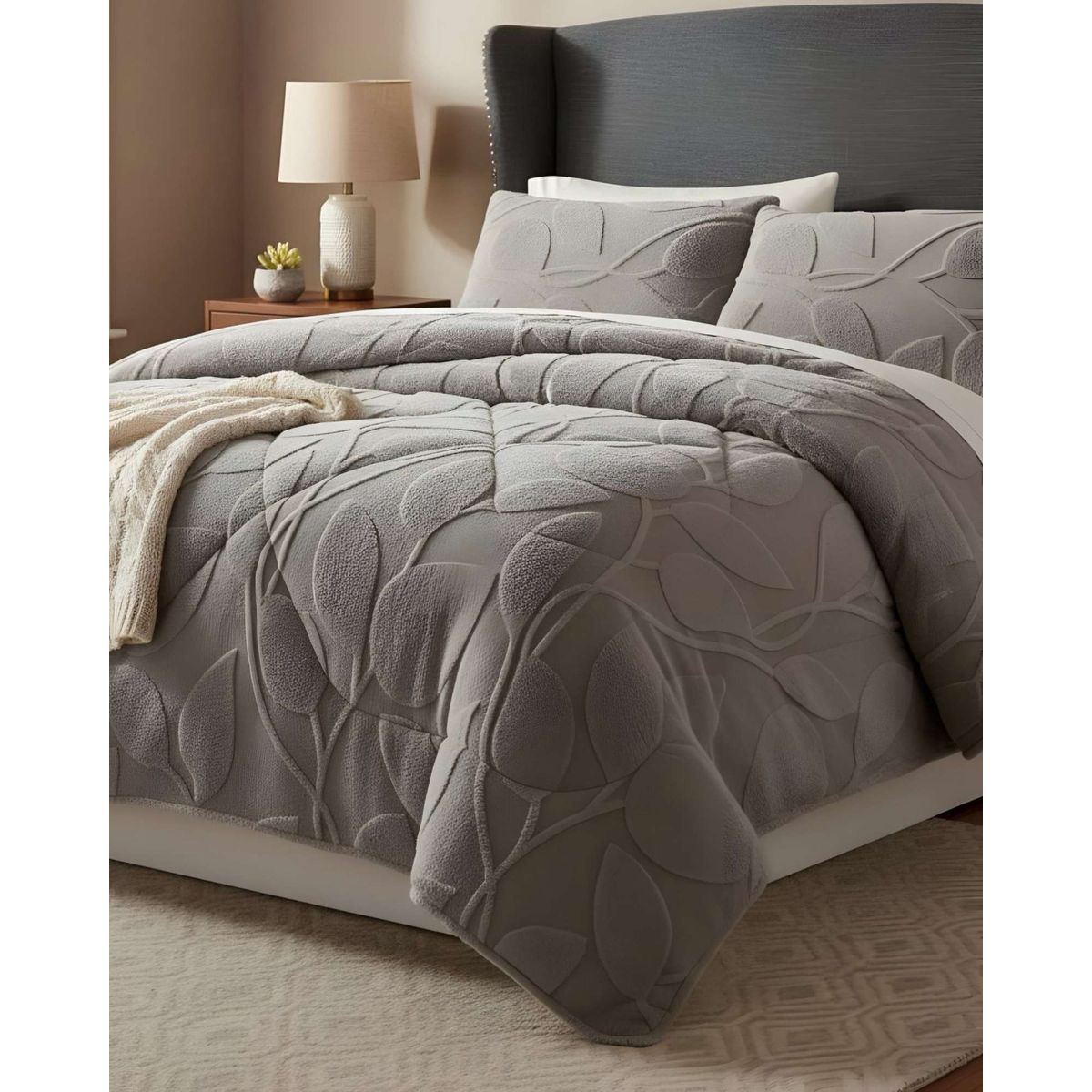 GENERICO - Cubrecama Acolchado con chiporro diseño Texturizado Hojas King