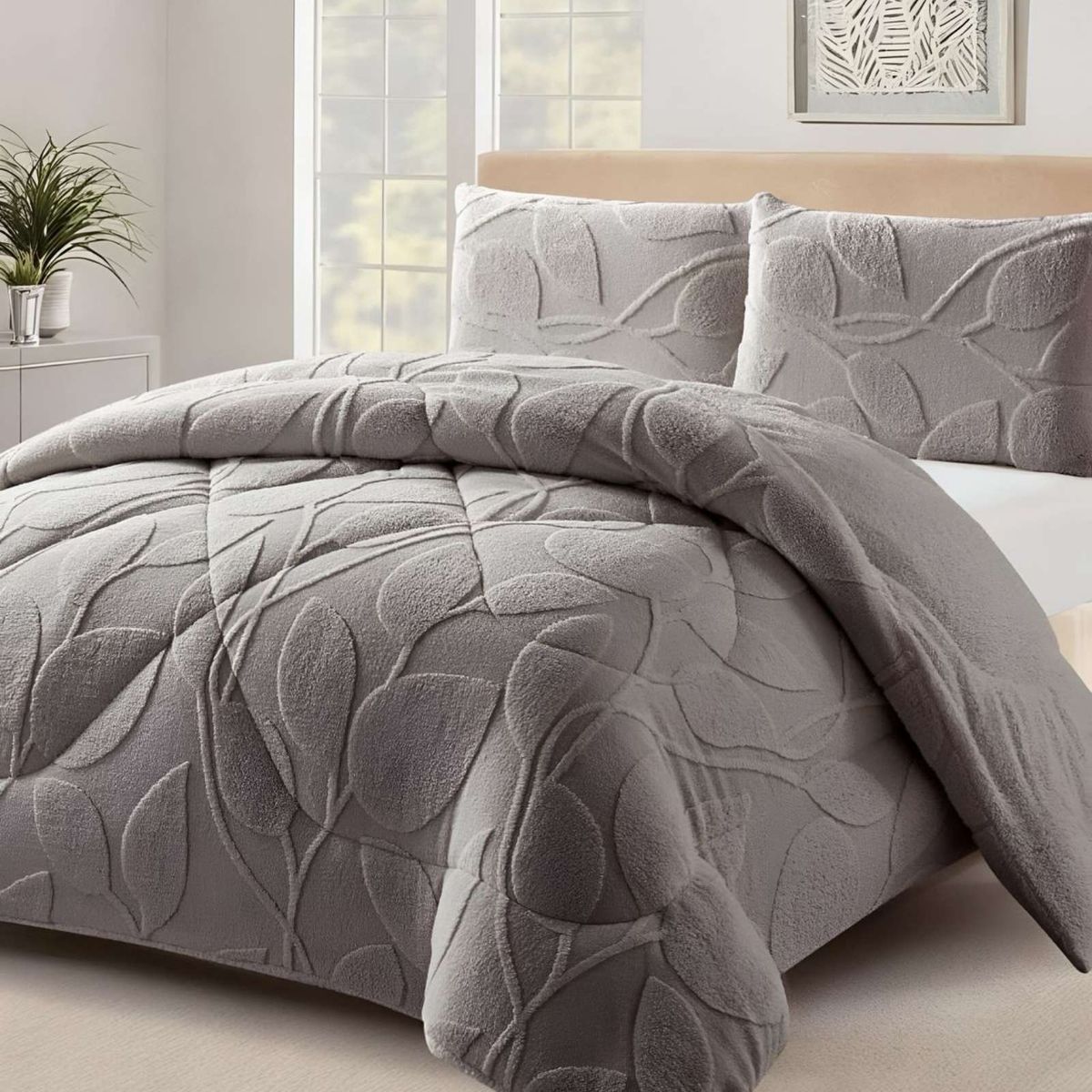 GENERICO - Cubrecama Acolchado con chiporro diseño Texturizado Hojas King