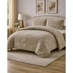 GENERICO - Cubrecama Acolchado con chiporro diseño Texturizado Hojas 2 Plazas