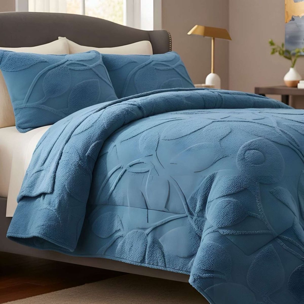 GENERICO - Cubrecama Acolchado con chiporro diseño Texturizado Hojas King