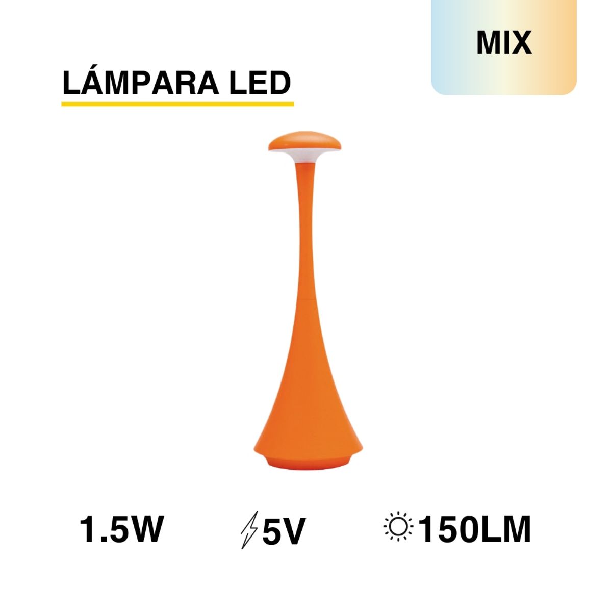 Lámpara LED Velador Magnético Naranja 3W CCT Batería Recargable 2000mAh, marca DEMASLED - Foto 2