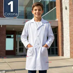 UTILISIMO - Cotona Delantal Escolar Blanca Niño Niña Unisex Bata