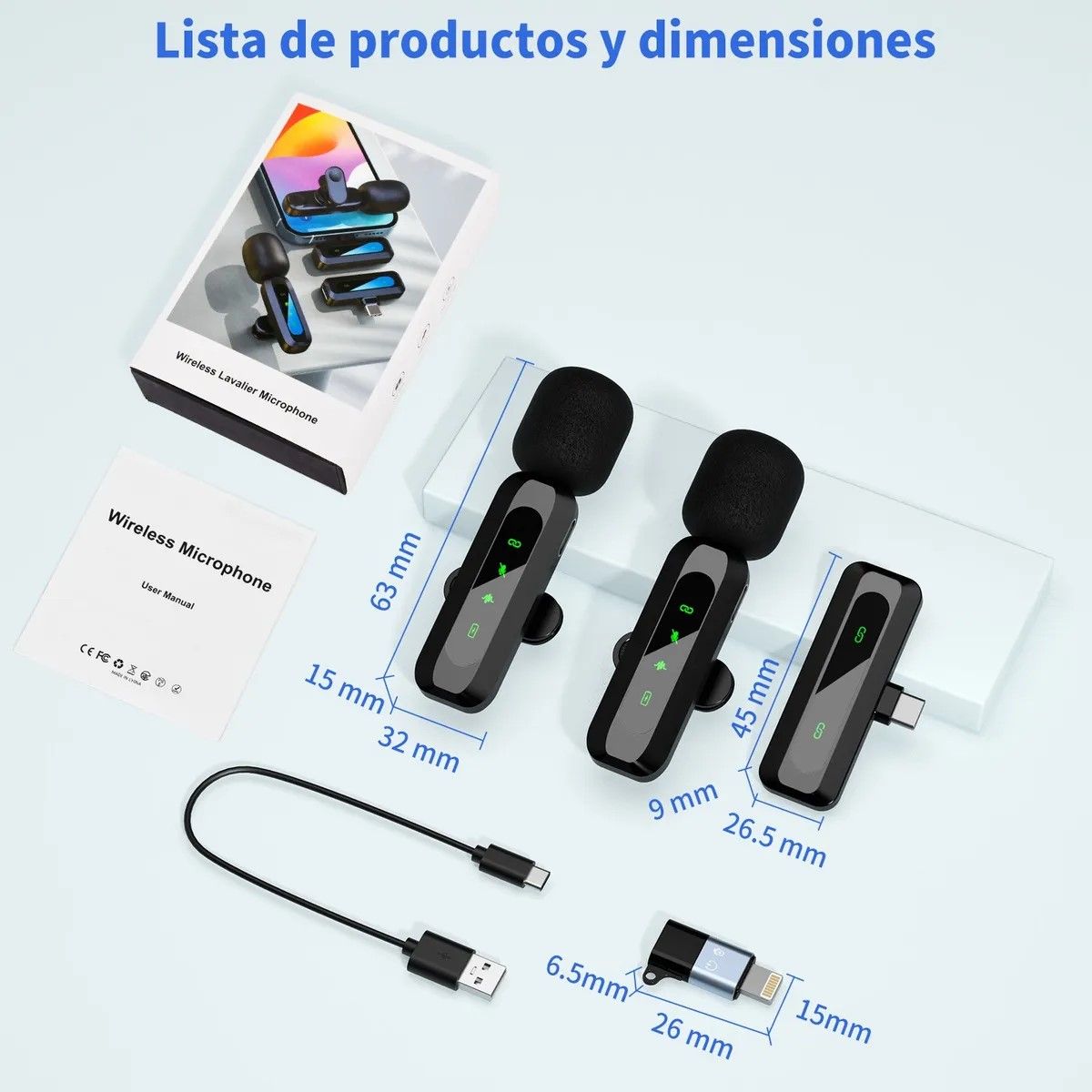 GENERICO - Micrófono Inalámbrico Para iPhone iPad Y Android Color Negro