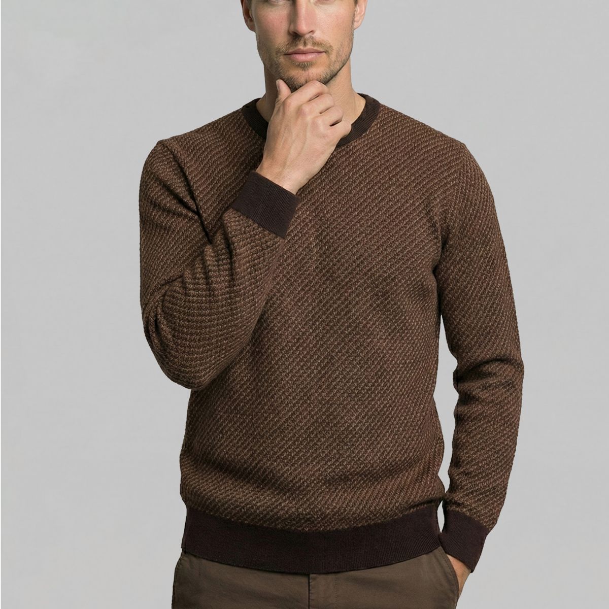 NEW MAN - Sweater Leeds Camel Melange New Man
