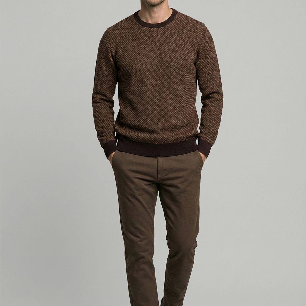 NEW MAN - Sweater Leeds Camel Melange New Man