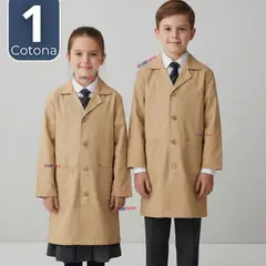 UTILISIMO - Cotona Delantal Escolar Beige Niño Niña Unisex Bata