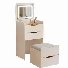 GENERICO - Tocador con espejo LED taburete con cajones de almacenamiento mesa Multifuncional Maquillaje