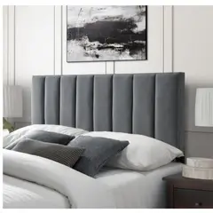 GENERICO - Respaldo Tubular al piso Super King Lino Gris Oscuro