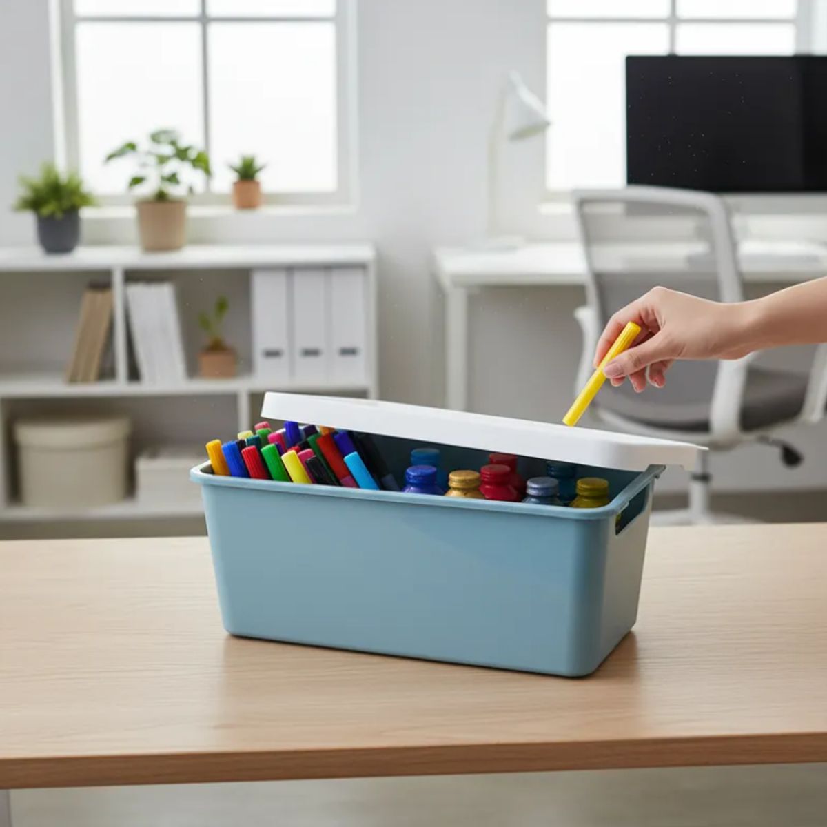 GENERICO - Caja Organizadora Plástica Con Tapa 28x14x12cm
